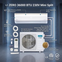 Climatiseur Mini Split ZERO R32 36000 BTU 230V, Haute Efficacité SEER2, Pompe à Chaleur, Certifié AHRI pour les États-Unis, Conforme aux Normes AHRI & ETL C