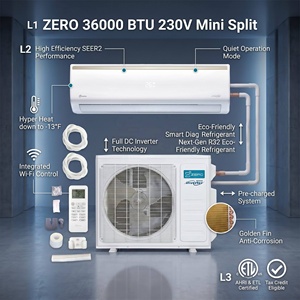 Aire Acondicionado Mini Split ZERO R32 36000 BTU 230V, Venta al por Mayor, Alta Eficiencia SEER2, Bomba de Calor, Certificado AHRI para EE. UU., AHRI y ETL C - Product Image 1