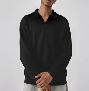 Suéter Personalizado para Hombre 100% <span class=keywords><strong>Lana</strong></span> OEM |   Polo de Punto Minimalista con Cuello en V al por Mayor - Product Image 3