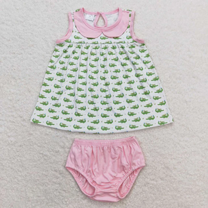 Conjunto de Ropa de Verano para Bebés, 2 Piezas, Camiseta sin Mangas con Estampado de Cocodrilo y Pantalones Cortos, Ropa de Boutique para Niños Pequeños - Product Image 4