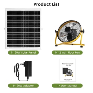 Ventilador Solar Recargable Vantone de Aluminio con 3 Aspas, Ventilador de Corriente Alterna Recargable con Energía Solar para el Hogar y Campamentos al Aire Libre TYF-002 Recargable - Product Image 5