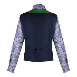 Disfraz de Joker, Camisa, Chaleco, Corbata, Traje para Hombre, Halloween, Cosplay, Actuación en Escenario, Estampado Hexagonal Verde y Morado, 100% Poliéster - Product Image 2