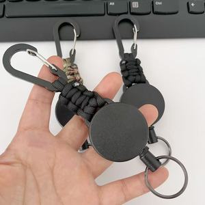 Porte-badge rétractable <span class=keywords><strong>en</strong></span> métal noir haute élasticité avec clip ceinture pour carte d'identité et clés, 21 cm - Product Image 1