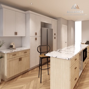 Armoires de cuisine populaires en chêne blanc |   Armoires de cuisine modernes blanches style Shaker |   Meubles de cuisine en bois RTA pour projets de rénovation - Product Image 1