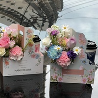 Sac à fleurs pour café et thé au lait, pour la Saint-Valentin, boîte-cadeau florale fraîche, emballage en papier laminé, matériaux DIY, panier en papier