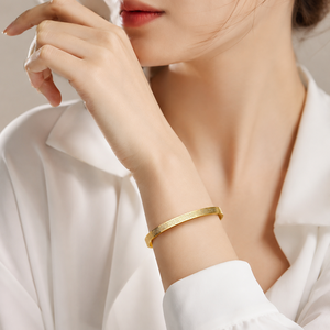 Arabic Engraved <b>for</b> 18K Gold Plated Stainless Steel Women's Casual/Sporty Geometric Gift Jewelry Bracelets <b>Bangles</b> - Product Image 5