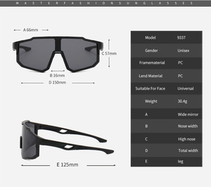 2024 à la mode 100% UV coupe-vent cyclisme miroir lentille une pièce grandes lunettes pour hommes équitation <span class=keywords><strong>Viper</strong></span> Sport lunettes de soleil avec Logo personnalisé - Product Image 4