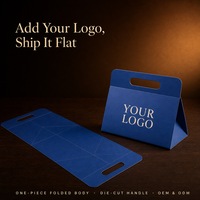 Boîte cadeau pliable bleu roi personnalisée en gros avec poignée découpée, emballage plat pré-plié pour emballage de luxe de détail
