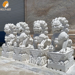 Outdoor Hand Gesneden Levensgrote Marmeren Foo Honden Standbeeld Custom Size Te Koop - Product Image 4