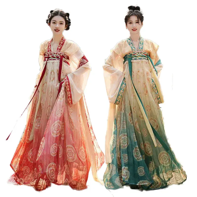 2023 новое платье для косплея сценическая одежда китайские традиционные костюмы для древних танцев ханьфу платье с цветочным принтом Танг платья