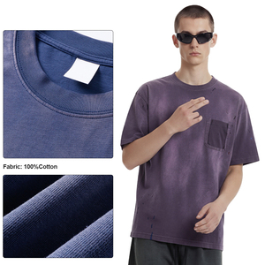 Wholesale Custom Men's T-shirts Heavyweight Cotton T Shirts Streetwear Washed Vintage Blank Screen Printing Embroidery T-shirt - Product Image 3