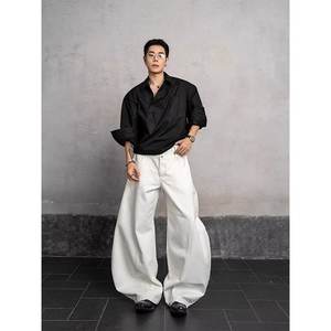 <b>White</b> Straight-leg Denim <b>Jeans</b> 2025 Autumn New Low <b>Waist</b> Loose Slimming Versatile Floor-Length Scythe Pants Medium Wash - Product Image 6