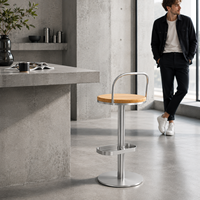 Tabouret sur pied en métal de 65 cm à hauteur fixe avec dossier bas pour comptoir de cuisine et bar – Vente en gros pour boutiques