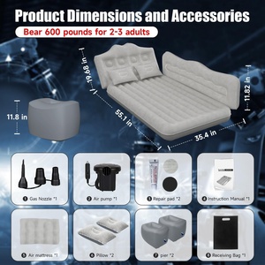 Matelas pneumatique moderne pour voiture avec pompe à air intégrée, pour SUV et camion, idéal pour le camping, coussin de couchage de voyage épaissi pour siège arrière extérieur - Product Image 4