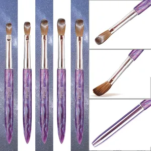 Pincel de Uñas Acrílico 100% Kolinsky con Mango Acrílico Morado para Polvo Acrílico, Pincel para Arte de Uñas con Tecnología de Uñas - Product Image 5
