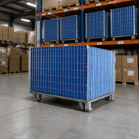 Caisse de rangement en treillis métallique galvanisé empilable avec roues pour usage industriel