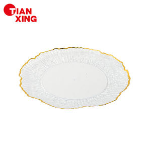 تزيينات طاولات حفلات الزفاف Tianxing أطقم أطباق مقاس 13 بوصة طبق العشاء من الأكريليك طبق بلاستيكي بحافة ذهبية أطباق صغيرة - Product Image 4
