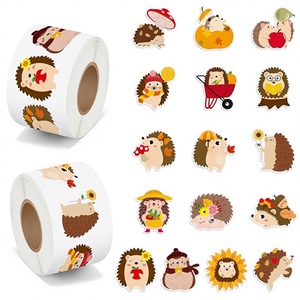 Rouleau d'autocollants mignons de hérissons de dessin animé, autocollants animaux en papier autocollant pour agenda, journal, scrapbooking DIY - Product Image 3