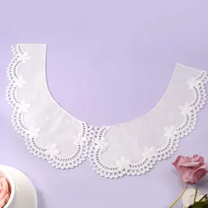 2023 Fashion Pretty Dress Collar Hollow-Out Water Soluble Milk Silk Lace White Embroidery Neckline For Clothing