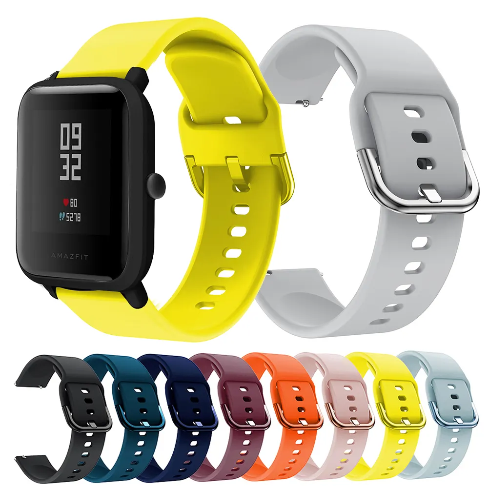 Factory Price 20mm Silicone Strap For Xiaomi Huami Amazfit Bip Lite Bip U/S Smart Watch Bands for Huami Amazfit Pop/Pop Pro