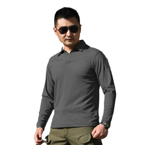 เสื้อโปโลผู้ชาย DFT02 แบบแห้งเร็วสำหรับเล่นกีฬา ทำจากผ้าหนังกลับ มีกระเป๋าที่แขนเสื้อ และแถบตีนตุ๊กแกสำหรับติดตราสัญลักษณ์ - Product Image 1