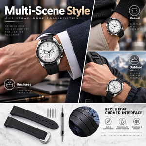 Correa de Silicona de 20 mm para Reloj <span class=keywords><strong>Omega</strong></span> Speedmaster y <span class=keywords><strong>Omega</strong></span> <span class=keywords><strong>Swatch</strong></span> para Hombre, con Correas de Muñeca de Goma Suave de Lujo, Resistentes al Agua - Product Image 4