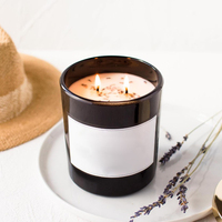 Bougie Pilier Parfumée Artisanale en Cire de Soja Sans Fumée à 2 Mèches, en Coupe Noire, Marque Privée Fresh Air, Décoration Maison, Luxe, Fêtes, Diwali