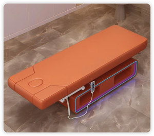 Orange <b>Electric</b> Adjustable Massage <b>Table</b> LED Light Salon Beauty Bed 3 Motor Upholstered Treatment Furniture - Product Image 4