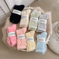 Chaussettes de nuit douces et chaudes en polaire cireuse, torsadées, en acrylique australien épais, mi-mollet, couleur bonbon, pour femme