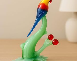 Handblown Glass <b>Parrot</b> Figurine Green Branch Red Berries Animal Theme Chinese New Year Decorative <b>Ornament</b> Tiny Glass World - Product Image 6