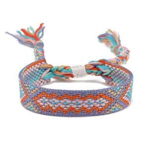 ネパール風手織り調節可能なブレスレットエスニック風友情レインボーハンドロープ在庫あり