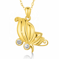 Collier avec pendentif papillon 3D en argent sterling 925 plaqué rhodium Isunni Semicolon Jewelry