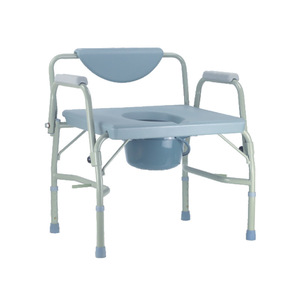 Siège de toilette portable avec accoudoirs pliables pour personnes âgées et handicapées, type carré grand format, couleur argent - Product Image 2