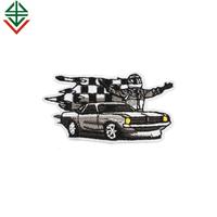 Drapeau à carreaux voiture de course fer sur patchs réparation appliques jeu de voiture patchs brodés pour t-shirt