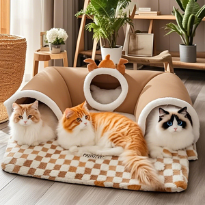Nouvelle vente chaude de haute qualité chat Tunnel <span class=keywords><strong>Anti</strong></span>-<span class=keywords><strong>Stress</strong></span> pliable Tunnel fourrure lit pour animaux de compagnie Premium jouets pour animaux de compagnie - Product Image 1