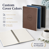 Carnet à spirales A4, couverture mate, noir, bleu marine, marron, multicolore, uni, pour le bureau, logo personnalisé, vente en gros