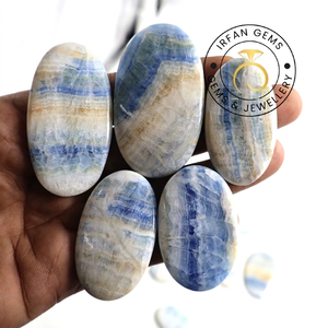 Scheelite bleue, qualité A, 100% naturelle, cabochon, pierre précieuse en vrac pour la création de bijoux, cristal de scheelite bleue, prix en gros - Product Image 1