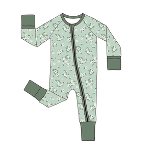 Toptan özel bambu sevimli yenidoğan bebek kız Wildflower yüksek kalite kabarcık Romper Zippies giysi Set bebek bambu pijama - Product Image 1