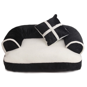 Pet <b>Sofa</b> Bed Round Black Polyester Fiber Fill <b>Dog</b> Bed Four Seasons Use Hand Wash - Product Image 2