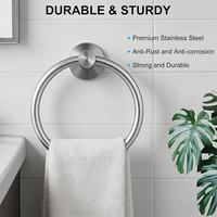 Support mural rond simple pour serviettes de toilette, en acier inoxydable SUS 304, nickel brossé, très vendu en Europe
