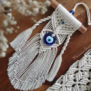 Boho Makramee Wandbehang Handmade Evil Eye Wand dekoration Traum fänger für Schlafzimmer Home Room Ornament Craft Geschenk