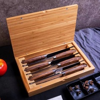 Manche en bois d'olivier AUS-10 japonais acier damas Steakmesser couteau à Steak Damast 4 pièces/6 pièces ensemble avec boîte