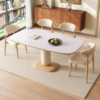 Ensemble de table à manger moderne et élégante en bois massif et pierre frittée, écologique, pour la maison et l'hôtellerie, mobilier de salle à manger complet pour 8 personnes