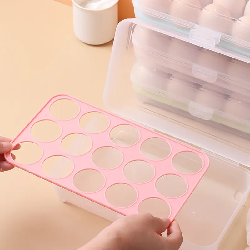 Rack de ovos para geladeira, dispensador de ovos, recipiente portátil de plástico para cozinha, caixa de armazenamento de ovos