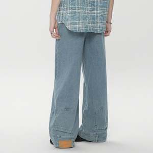 New Arrival Customer Logo Wholesale <b>Mens</b> <b>Jeans</b> Man 100% Cotton <b>Flared</b> Style Vintage Washed Trousers Unisex <b>Jeans</b> - Product Image 3