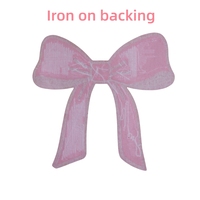 Vente en gros 11 pouces rose grand nœud patch brodé de paillettes avec logo personnalisé patchs de paillettes thermocollantes pour vêtements