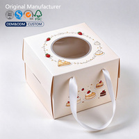 Boîte à gâteau personnalisée en matériaux recyclés avec fenêtre transparente en PET, ruban et poignée, emballage alimentaire en papier de qualité alimentaire, OEM ODM