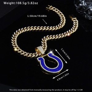Venta al por mayor Collares con colgante de Indianapolis Colts, Joyería de Moda Hip-hop Estilo Punk Colgante Collares Cubanos Regalos de Aniversario - Product Image 6