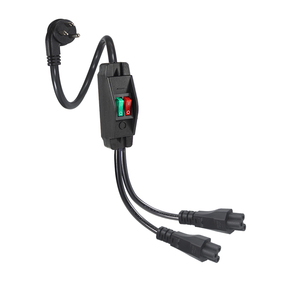 Straight NEMA 5-15P <b>Plug</b> Y Power Splitter Cable Dual IEC C5 Output <b>With</b> Two Separate LED Power <b>Switches</b> - Product Image 2