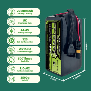GPR POWER OEM Brand High Capacity Semi-solid 12S 46.8V 10C 22000mAh <b>Drone</b> RC <b>Battery</b> XT60/XT30 Connector High Power - Product Image 2